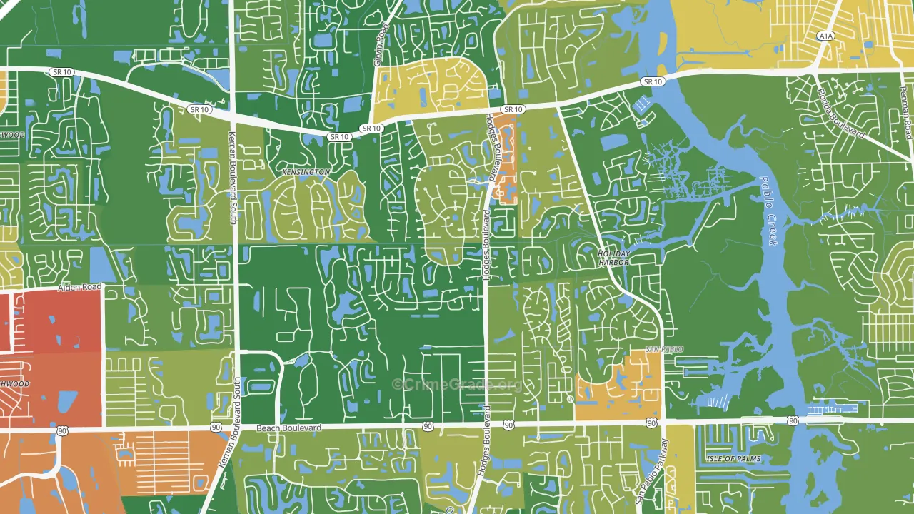 Golden Glades-The Woods, Jacksonville, FL Map of Vandalism Rates