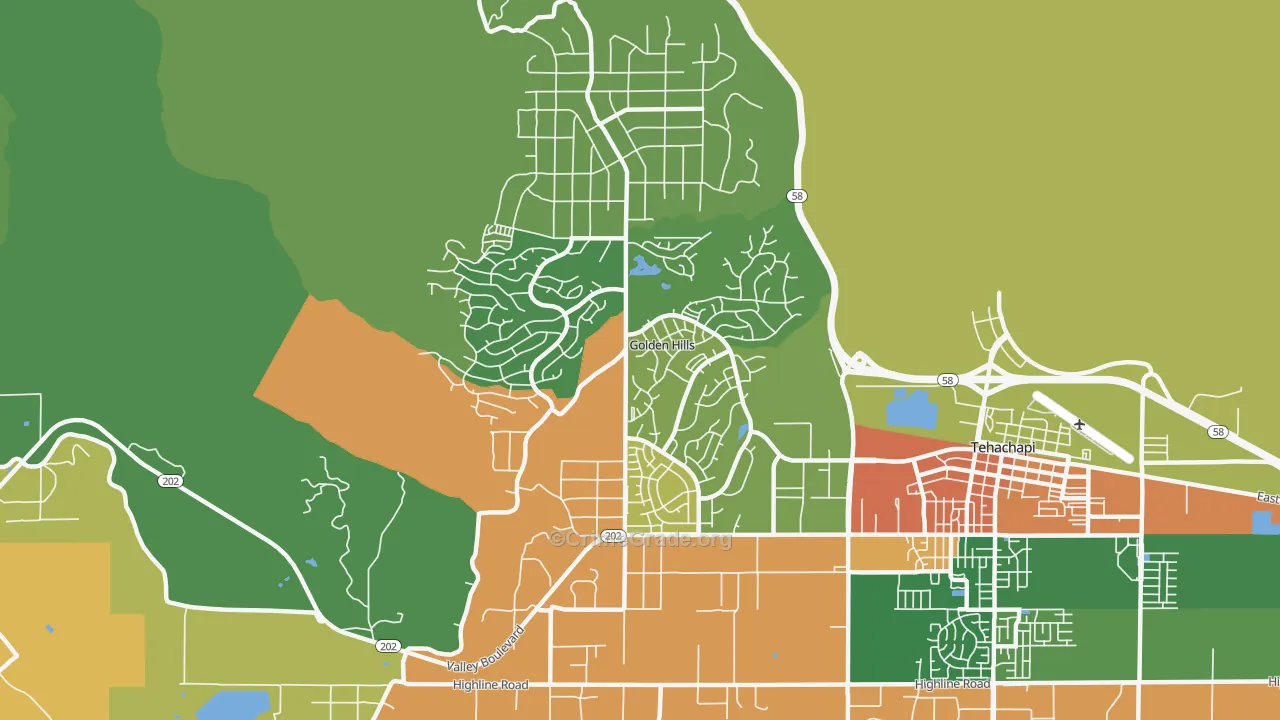 Golden Hills, CA Map of Vandalism Rates