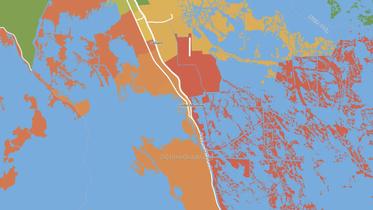 Golden Meadow, LA Map of Vandalism Rates
