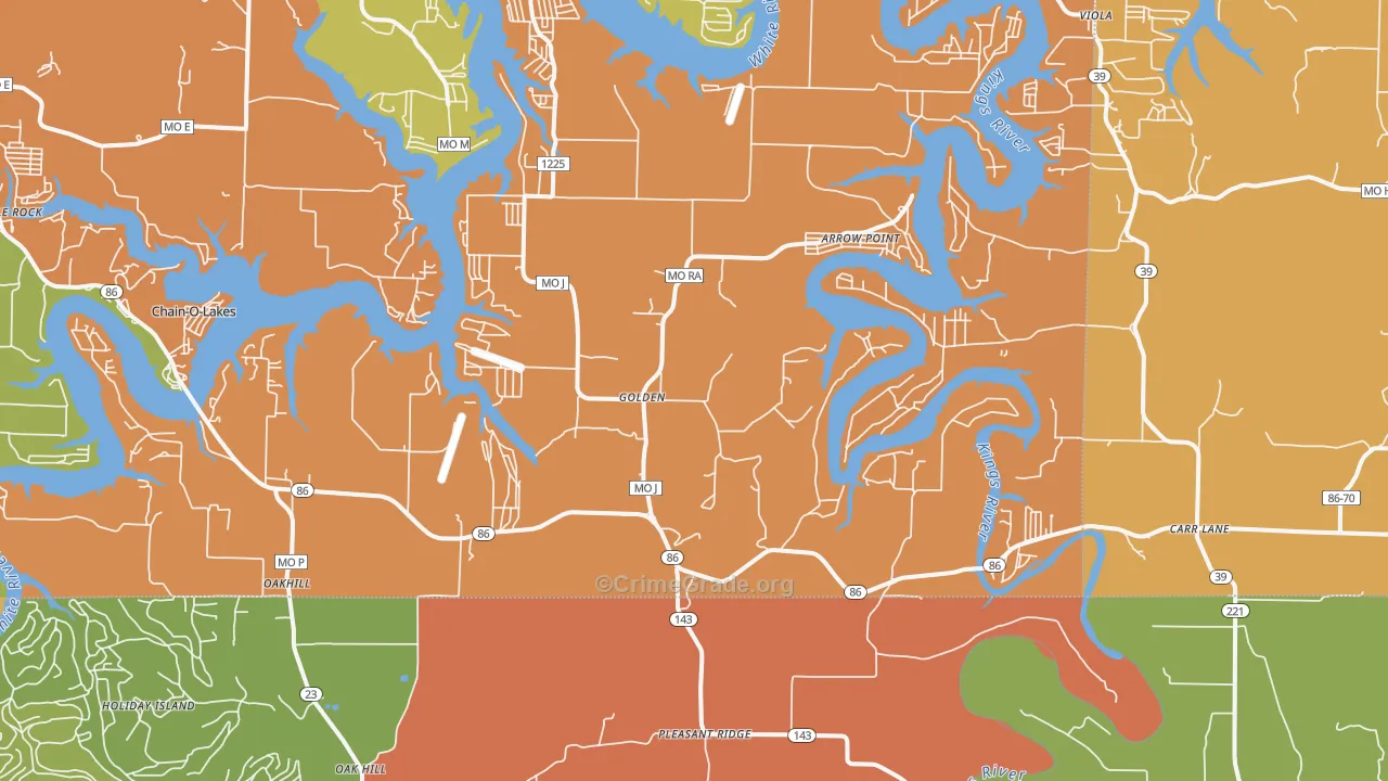 Golden, MO Map of Vandalism Rates