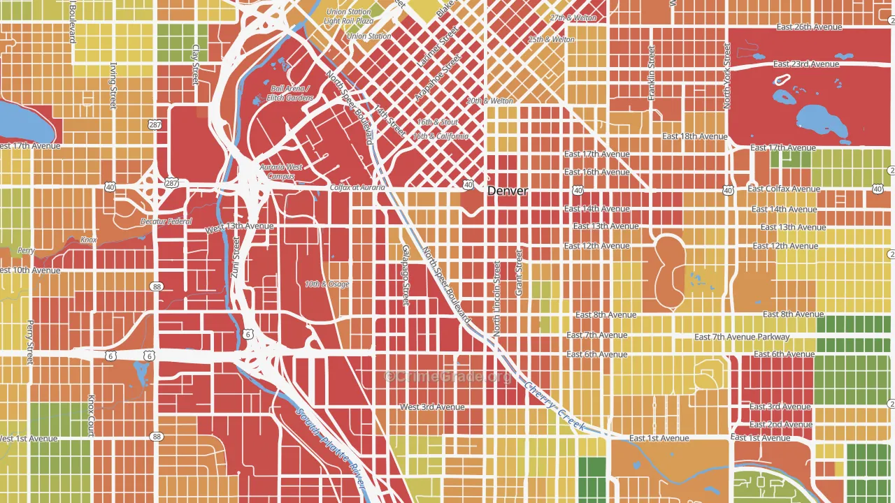 Golden Triangle, Denver, CO Map of Vandalism Rates