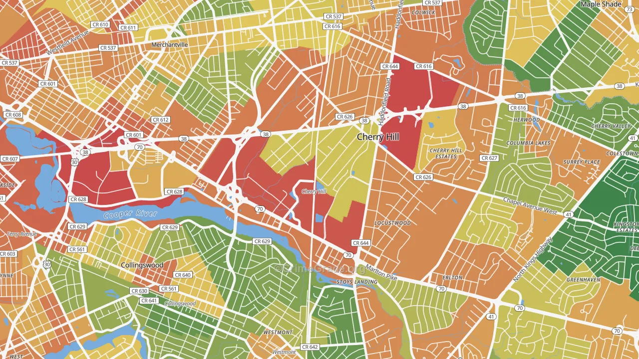 Golden Triangle, NJ Map of Vandalism Rates