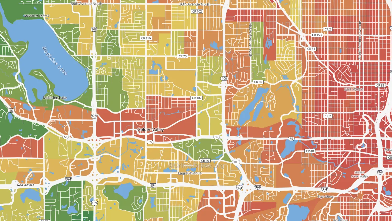 Golden Valley, MN Map of Vandalism Rates