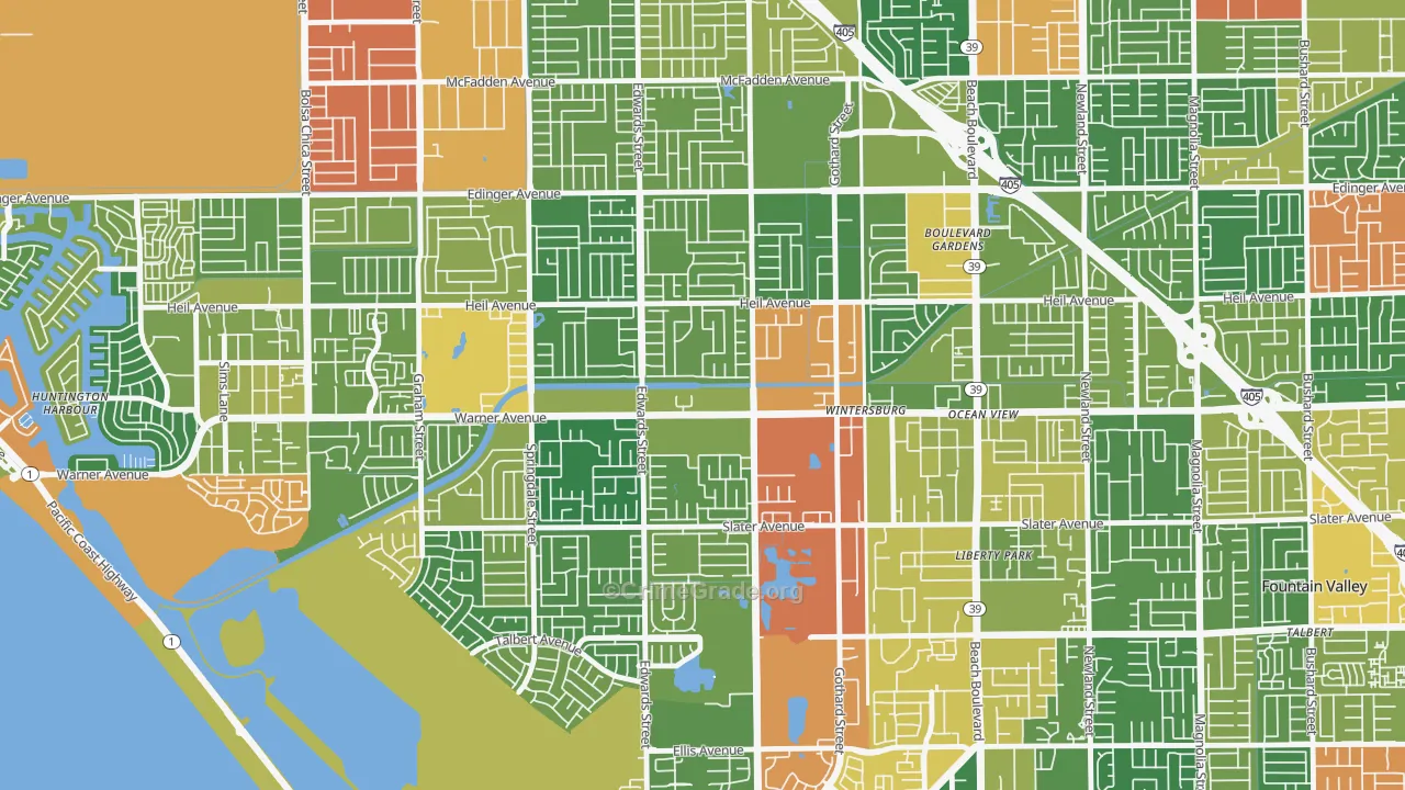 Goldenwest, Huntington Beach, CA Map of Vandalism Rates