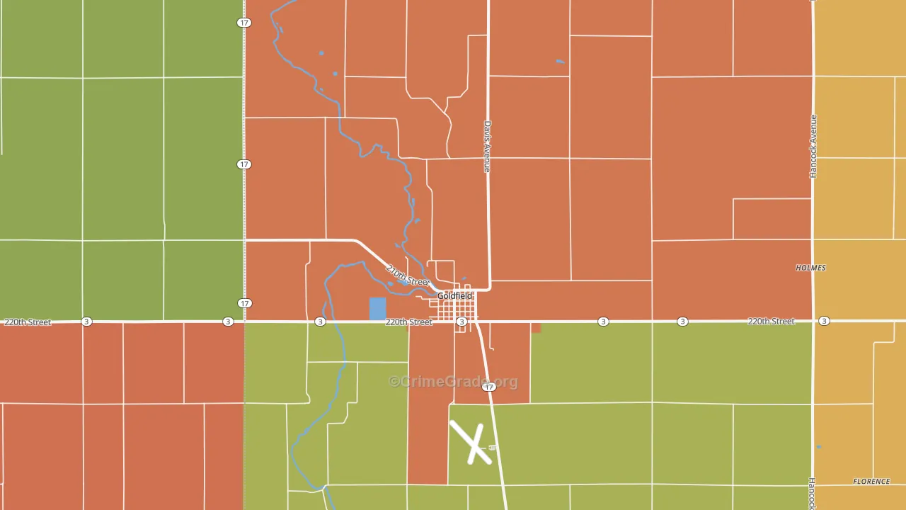 Goldfield, IA Map of Vandalism Rates