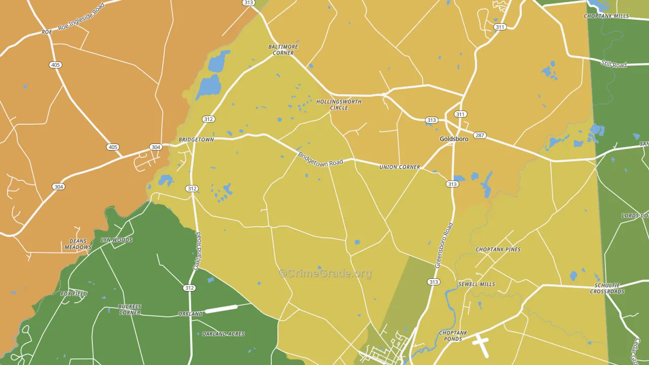 Goldsboro, MD Map of Vandalism Rates