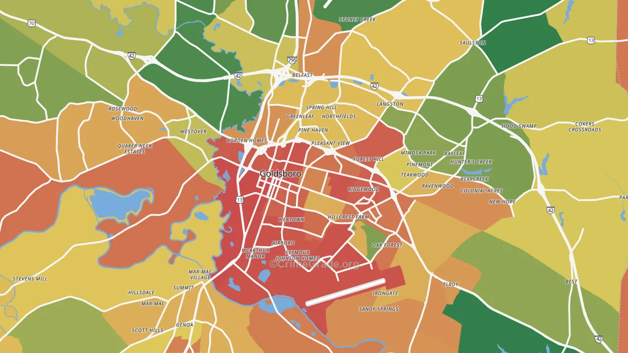 Goldsboro, NC Map of Vandalism Rates