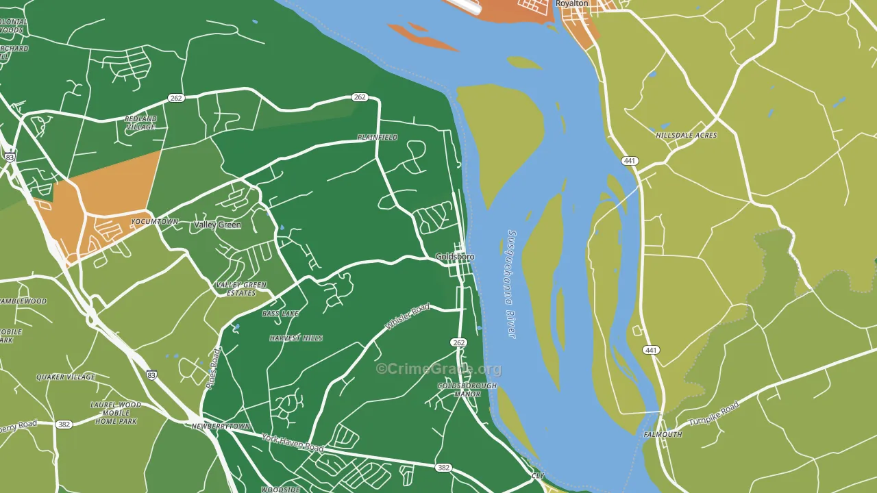 Goldsboro, PA Map of Vandalism Rates