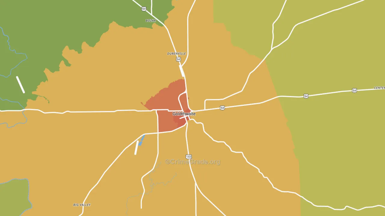 Goldthwaite, TX Map of Vandalism Rates