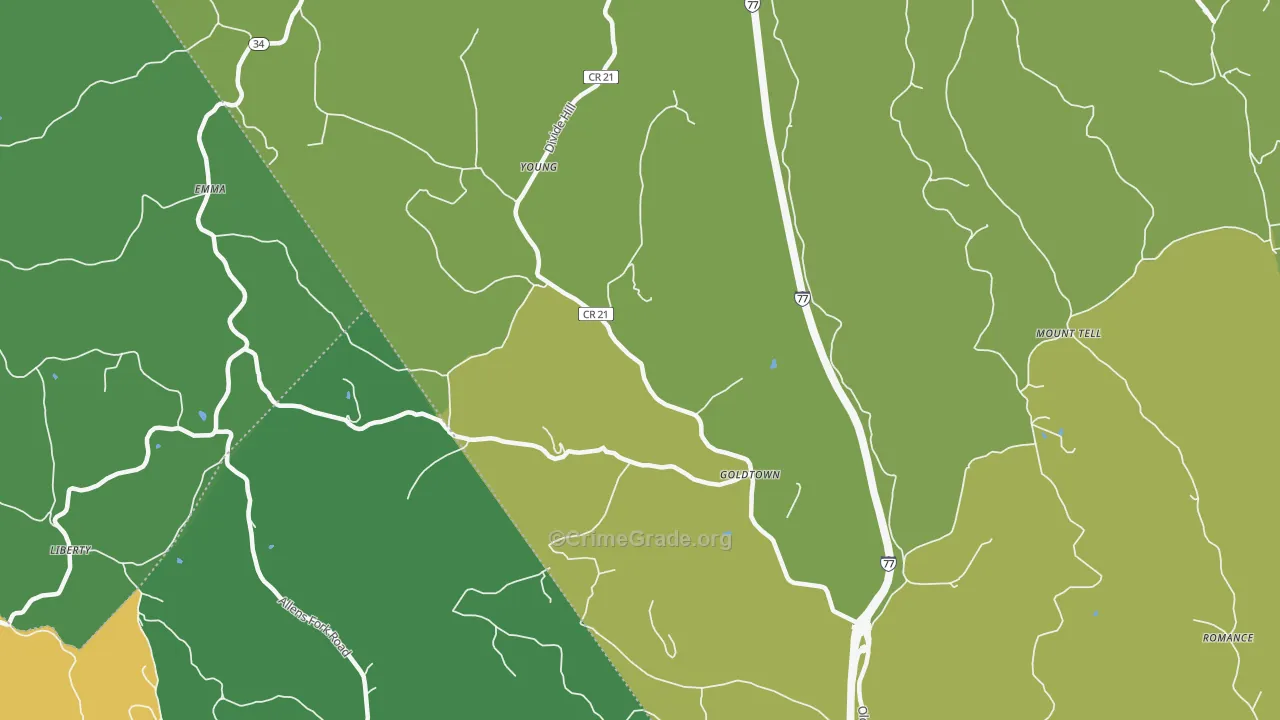 Goldtown, WV Map of Vandalism Rates