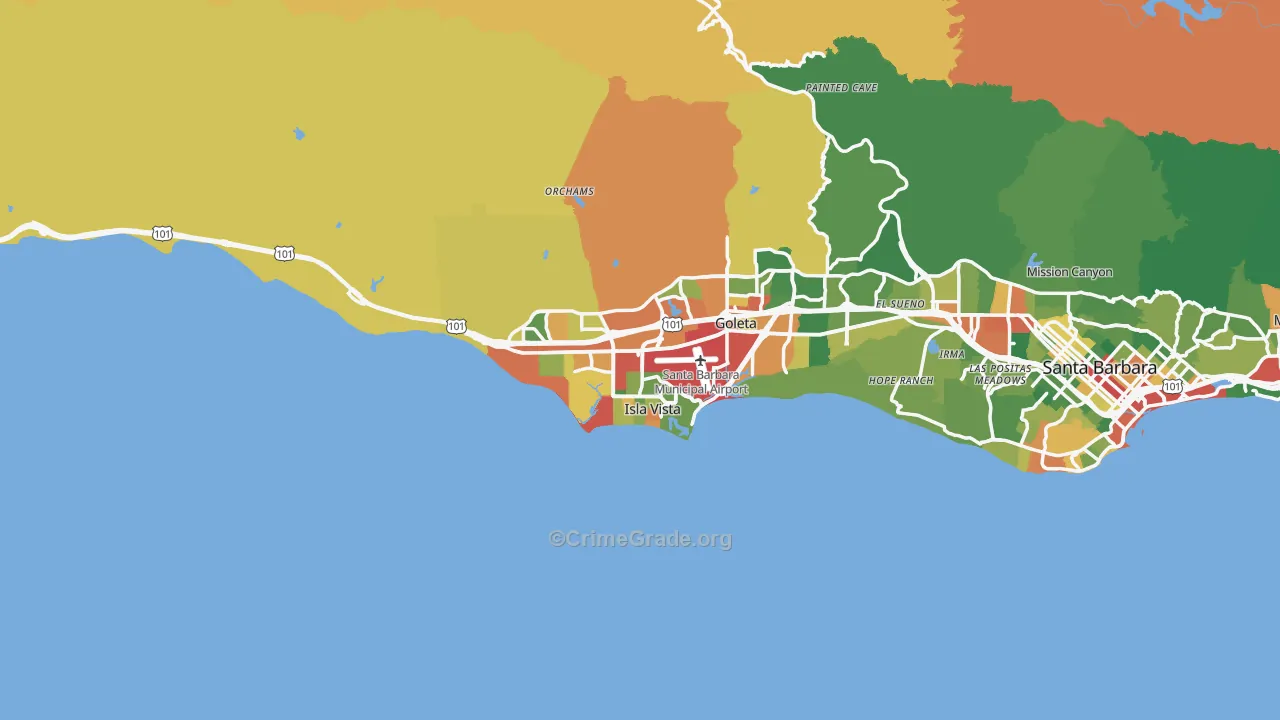 Goleta, CA Map of Vandalism Rates
