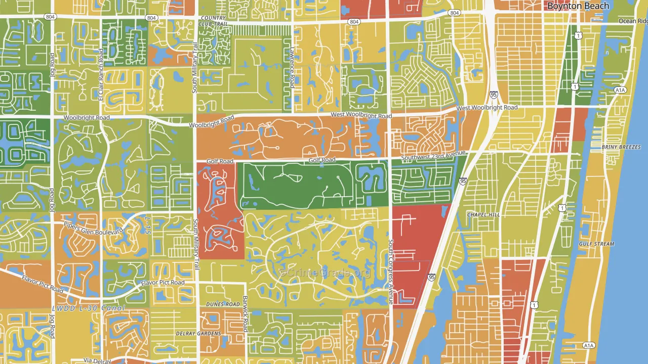 Golf, FL Map of Vandalism Rates
