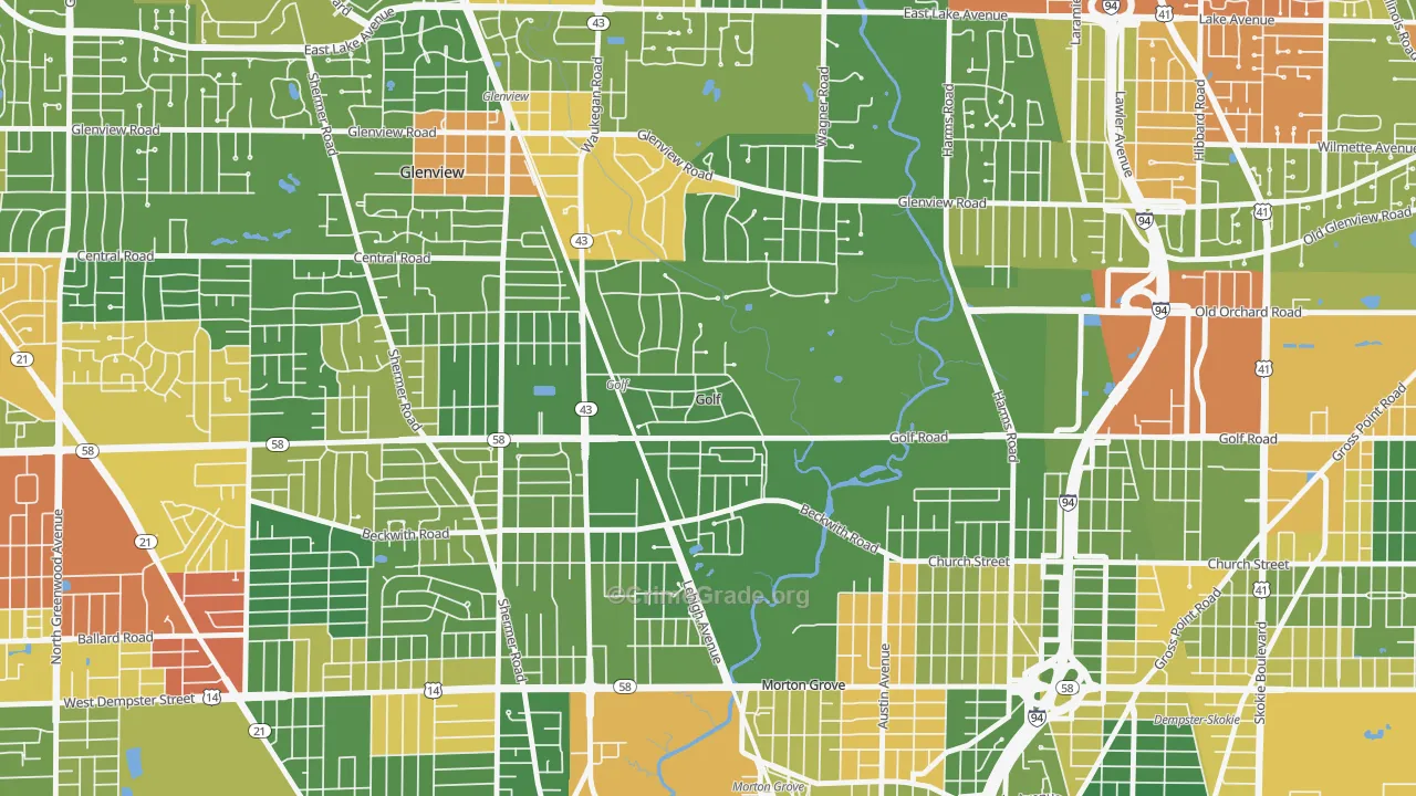 Golf, IL Map of Vandalism Rates