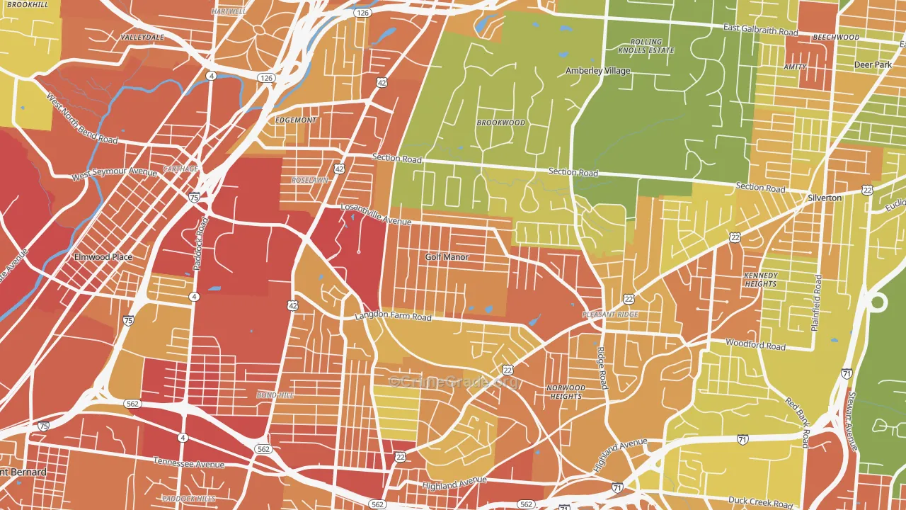 Golf Manor, OH Map of Vandalism Rates