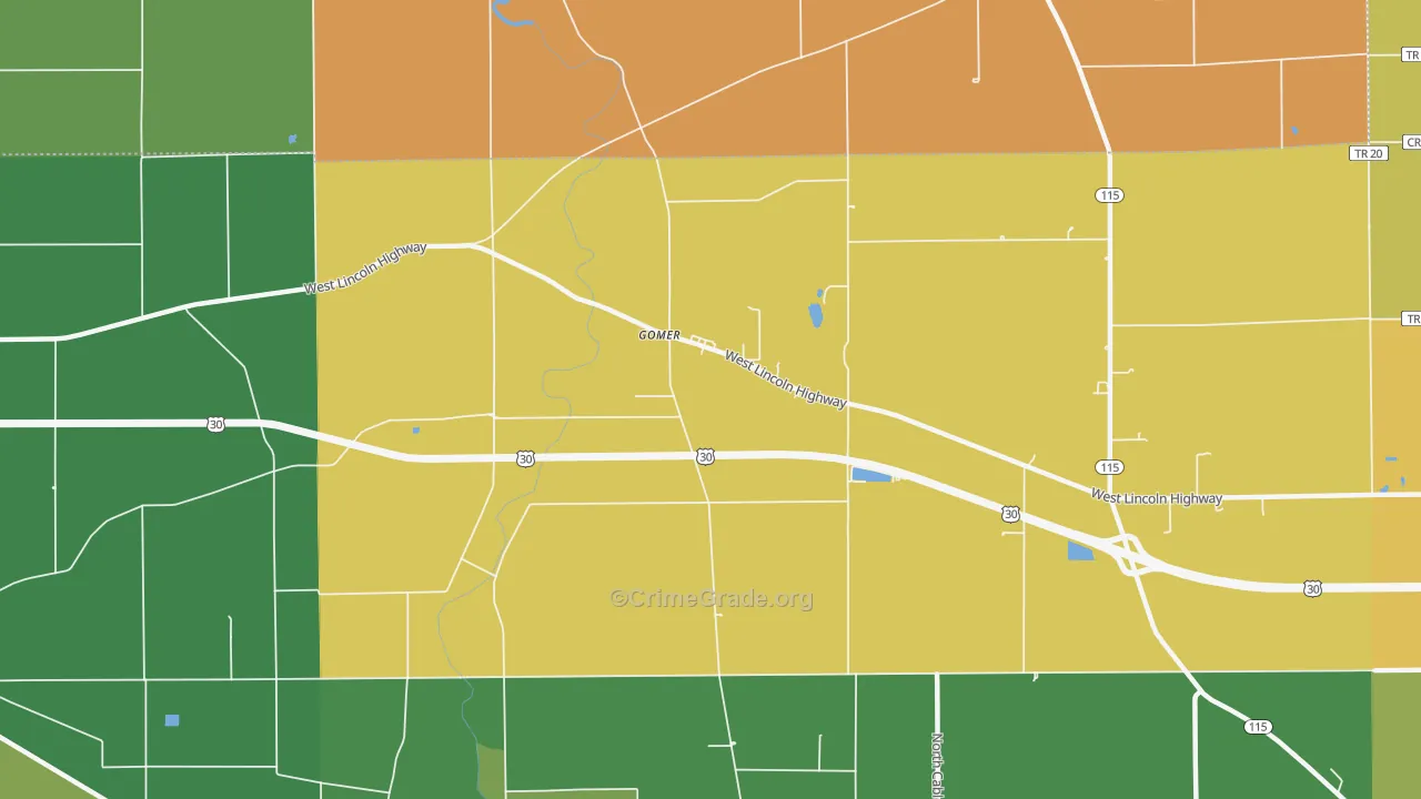 Gomer, OH Map of Vandalism Rates