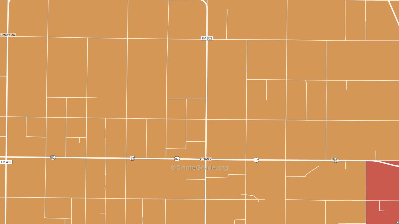 Gomez, TX Map of Vandalism Rates