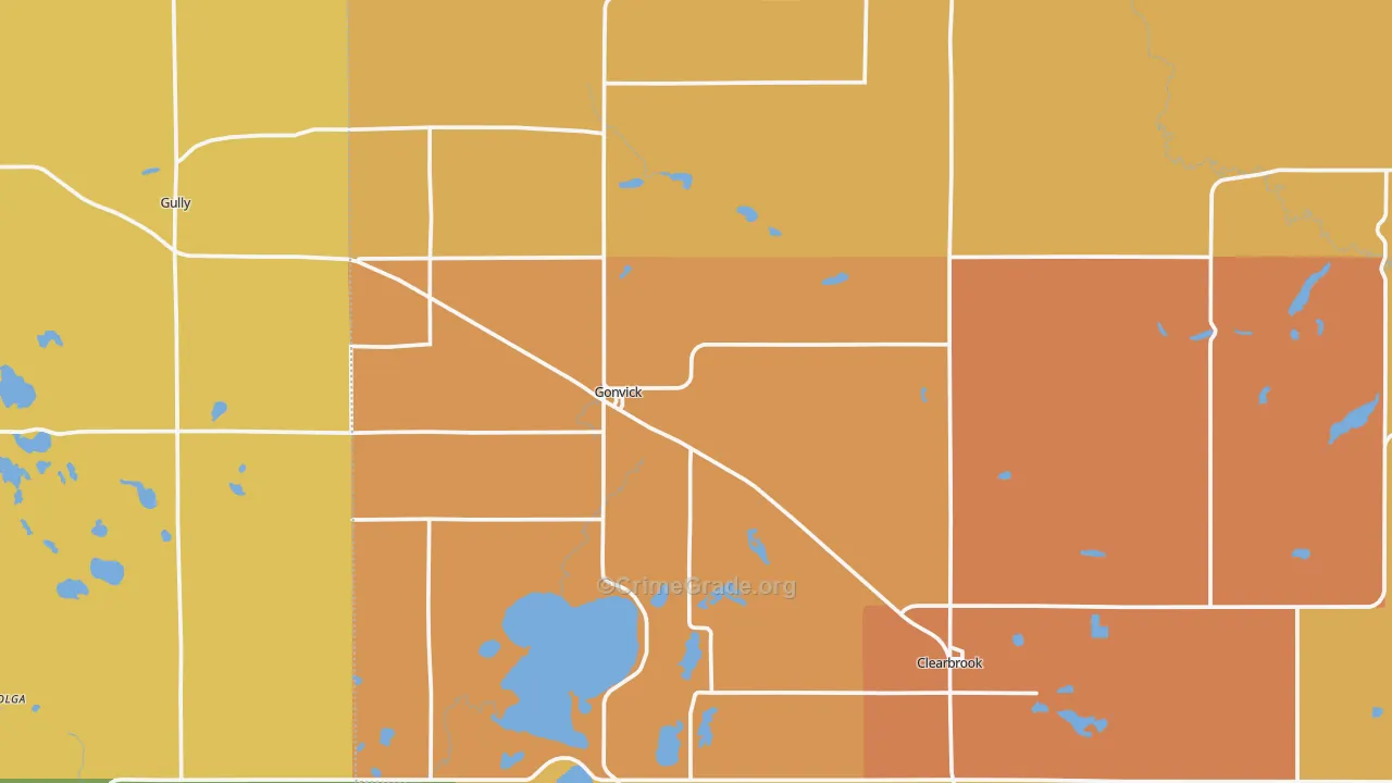 Gonvick, MN Map of Vandalism Rates