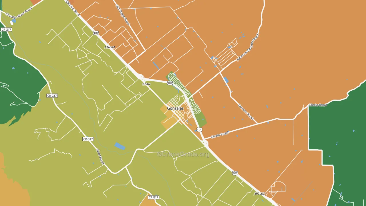 Gonzales, CA Map of Vandalism Rates