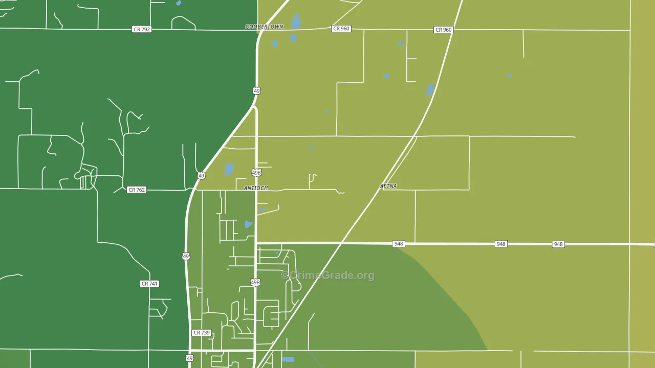 Goobertown, AR Map of Vandalism Rates