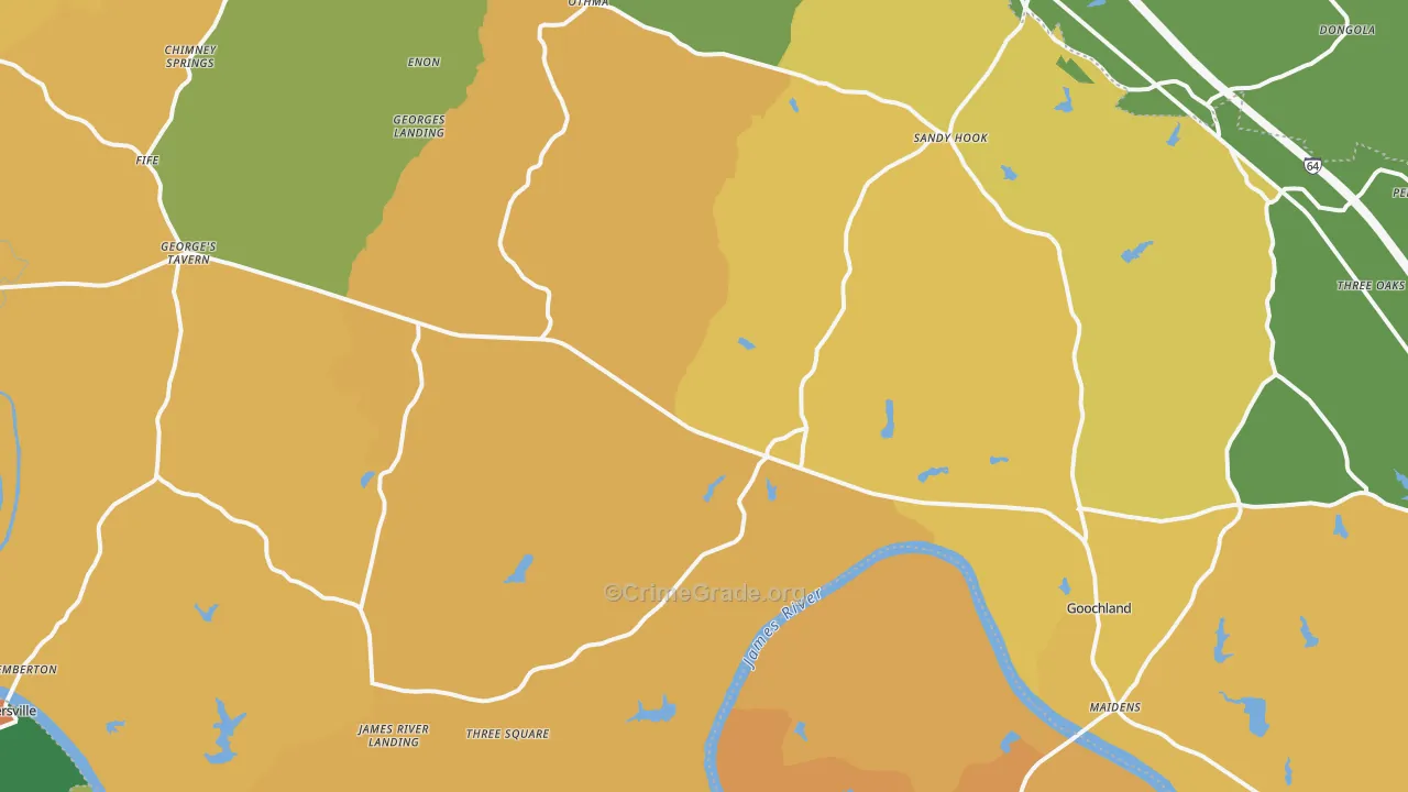 Goochland, VA Map of Vandalism Rates
