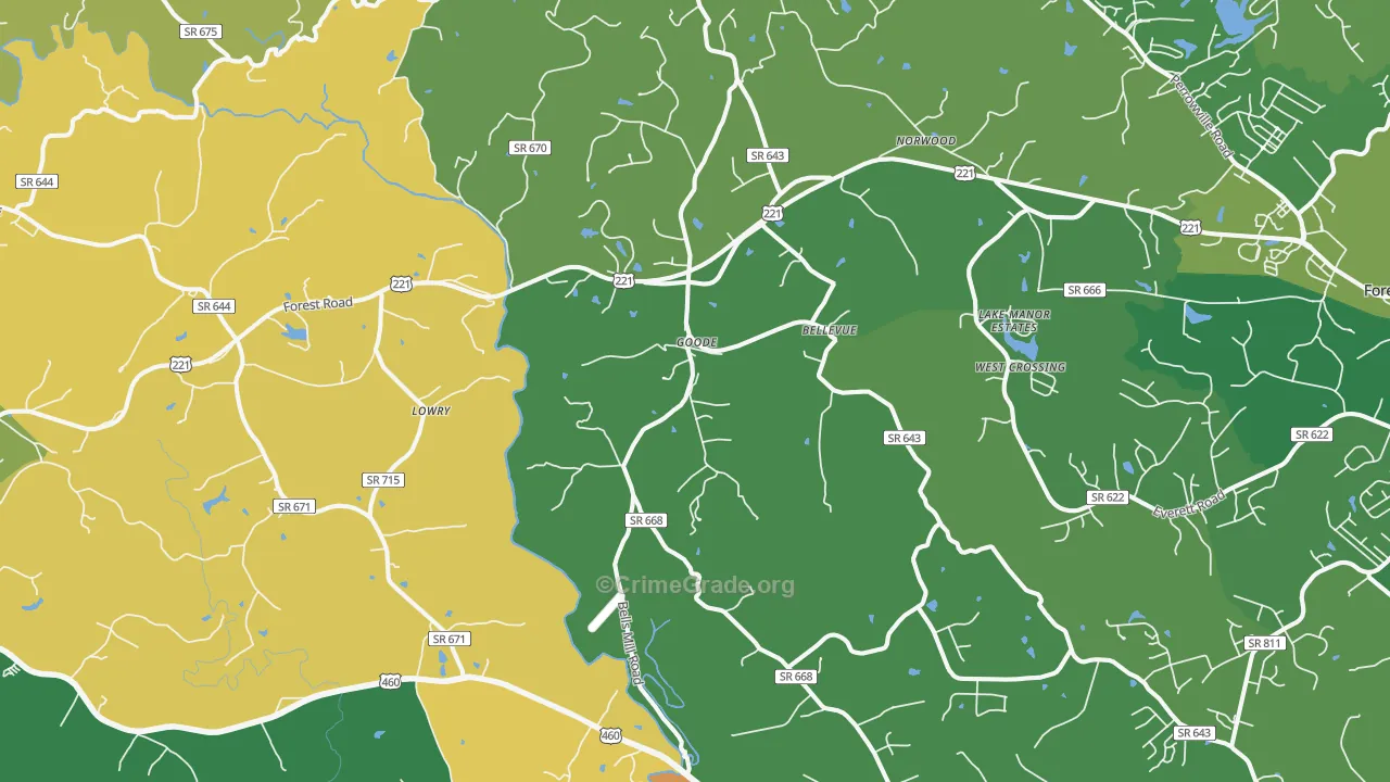 Goode, VA Map of Vandalism Rates