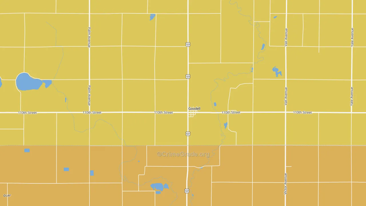Goodell, IA Map of Vandalism Rates