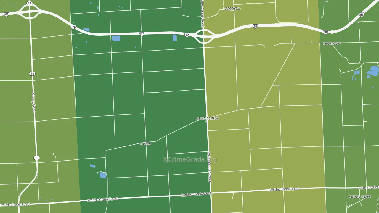 Goodells, MI Map of Vandalism Rates