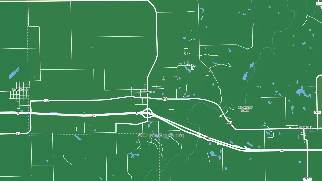 Goodfield, IL Map of Vandalism Rates