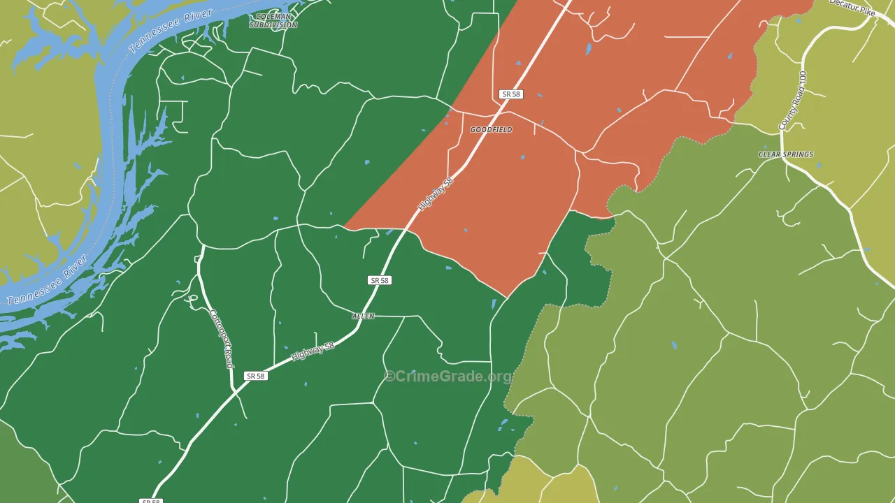 Goodfield, TN Map of Vandalism Rates