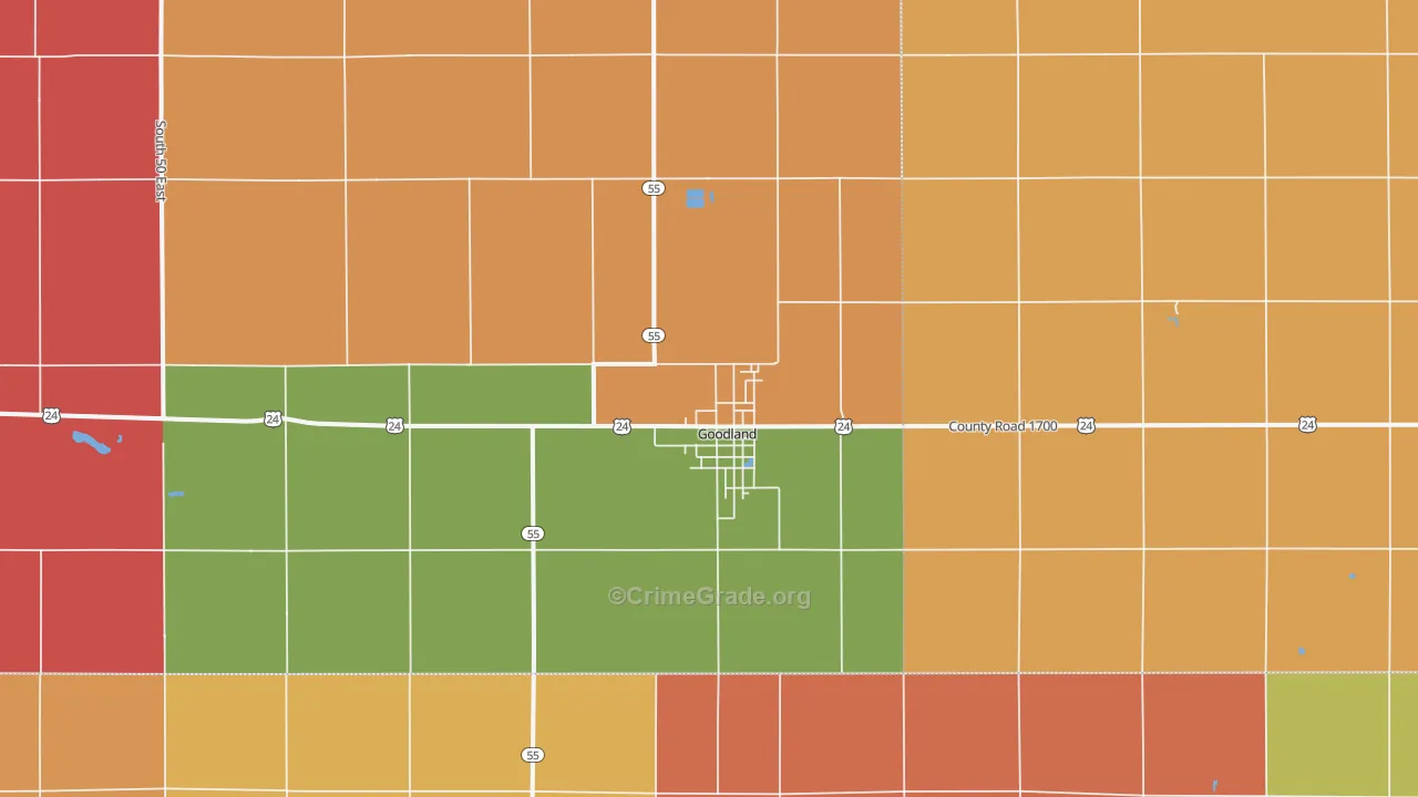 Goodland, IN Map of Vandalism Rates
