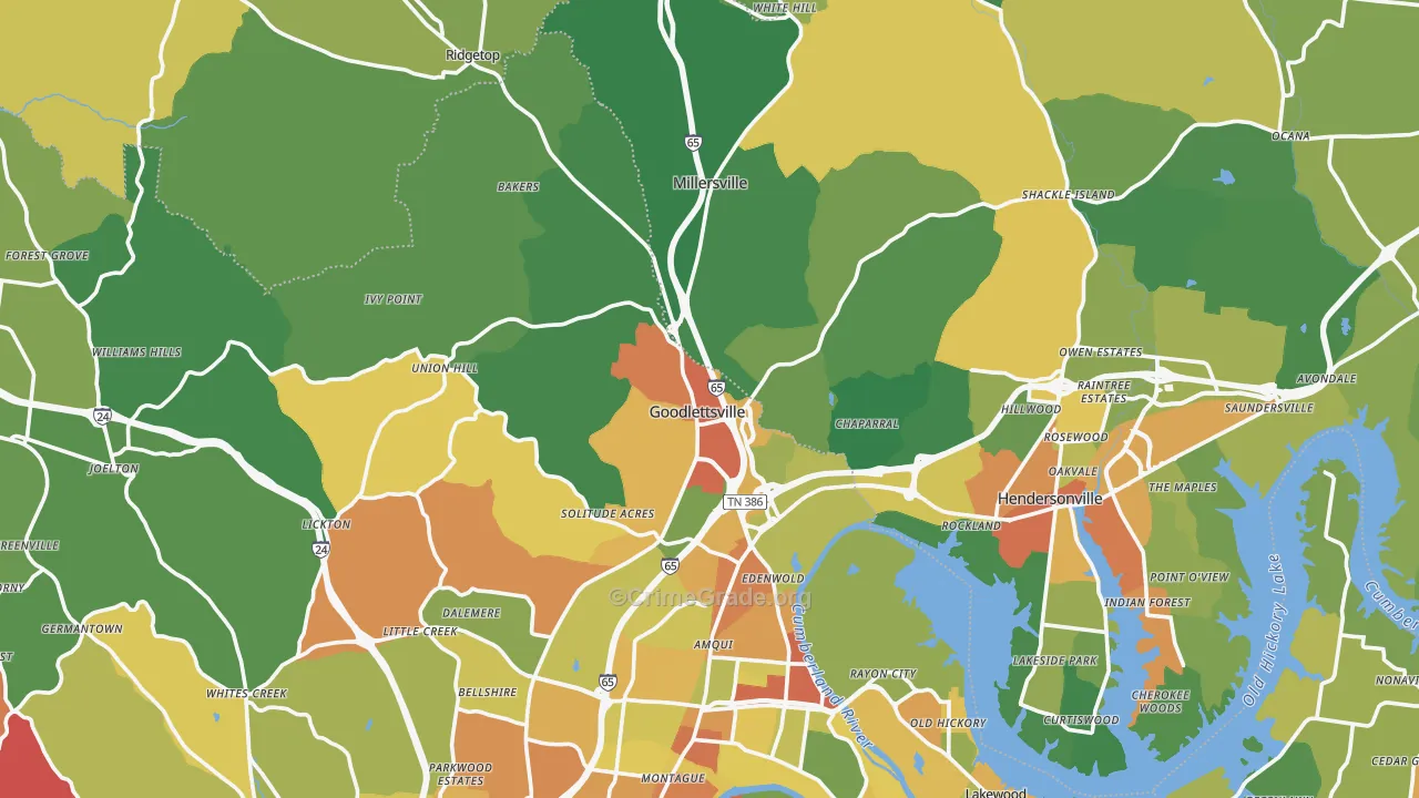 Goodlettsville, TN Map of Vandalism Rates