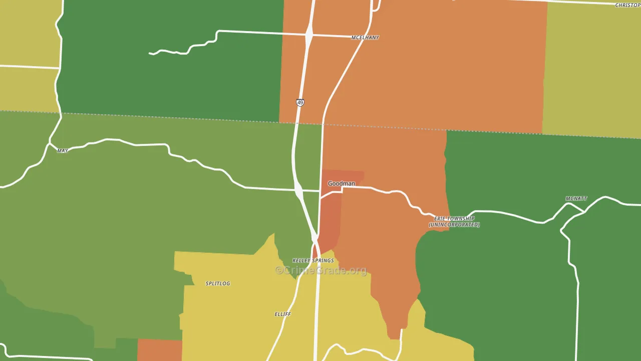 Goodman, MO Map of Vandalism Rates