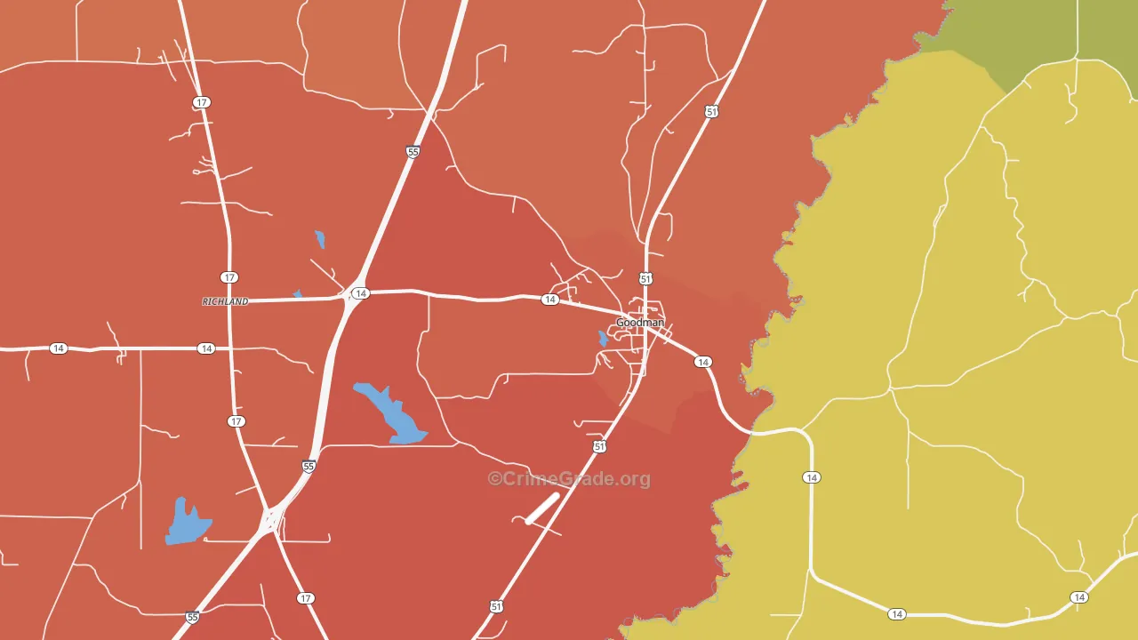 Goodman, MS Map of Vandalism Rates