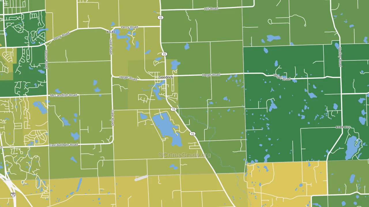 Goodrich, MI Map of Vandalism Rates