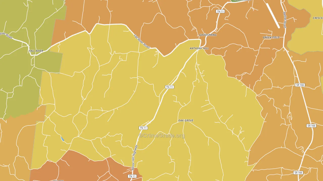 Goodspring, TN Map of Vandalism Rates