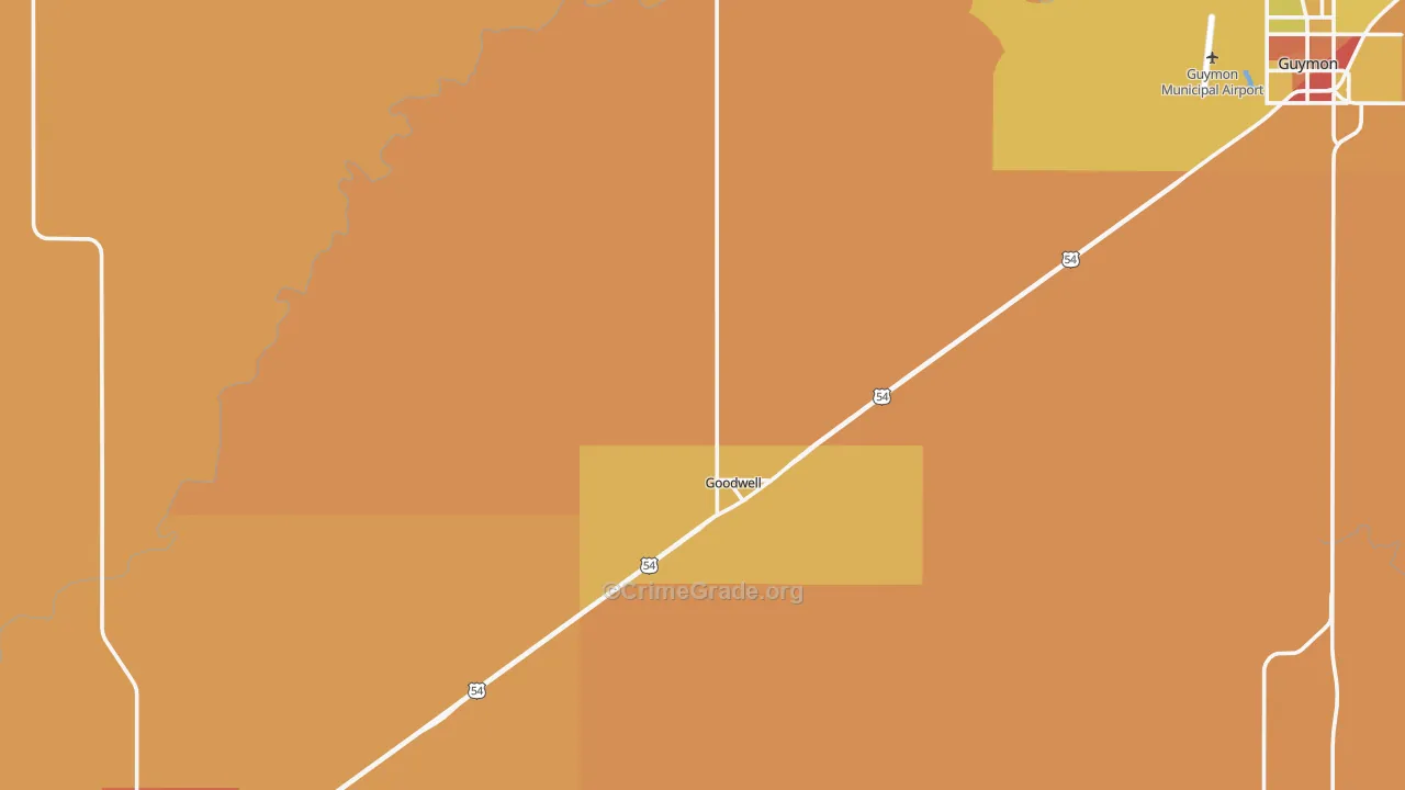 Goodwell, OK Map of Vandalism Rates