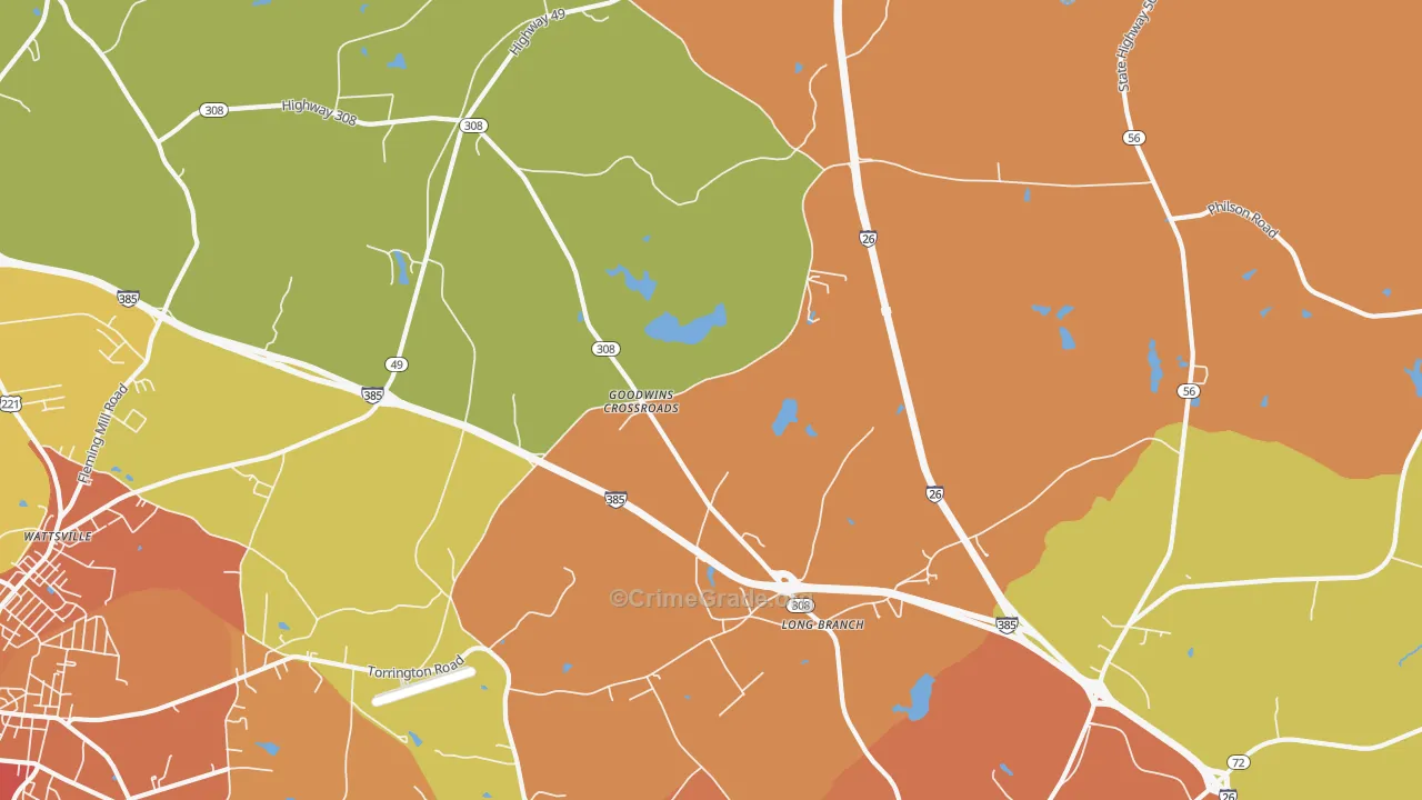 Goodwins Crossroads, SC Map of Vandalism Rates