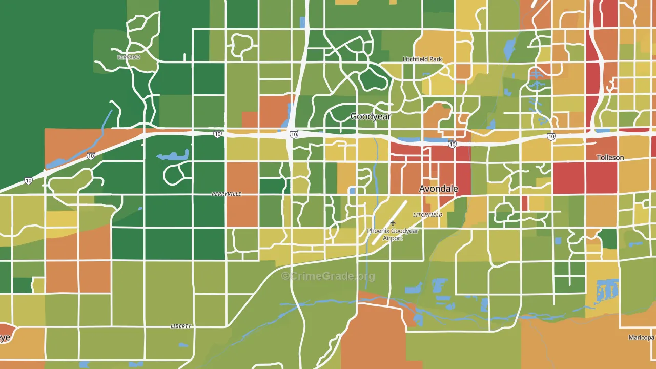 Goodyear, AZ Map of Vandalism Rates