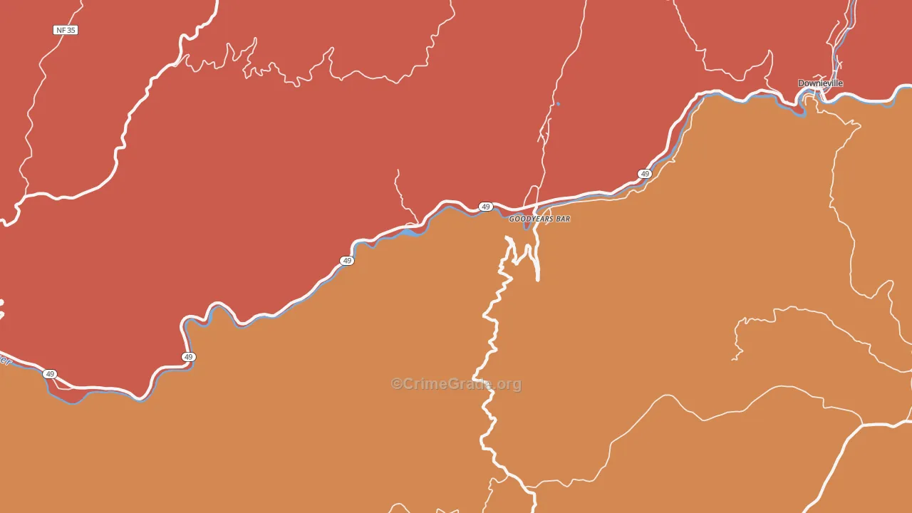 Goodyears Bar, CA Map of Vandalism Rates