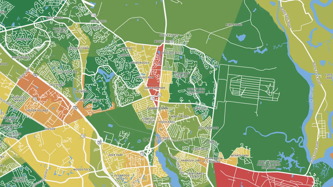 Goose Creek, SC Map of Vandalism Rates