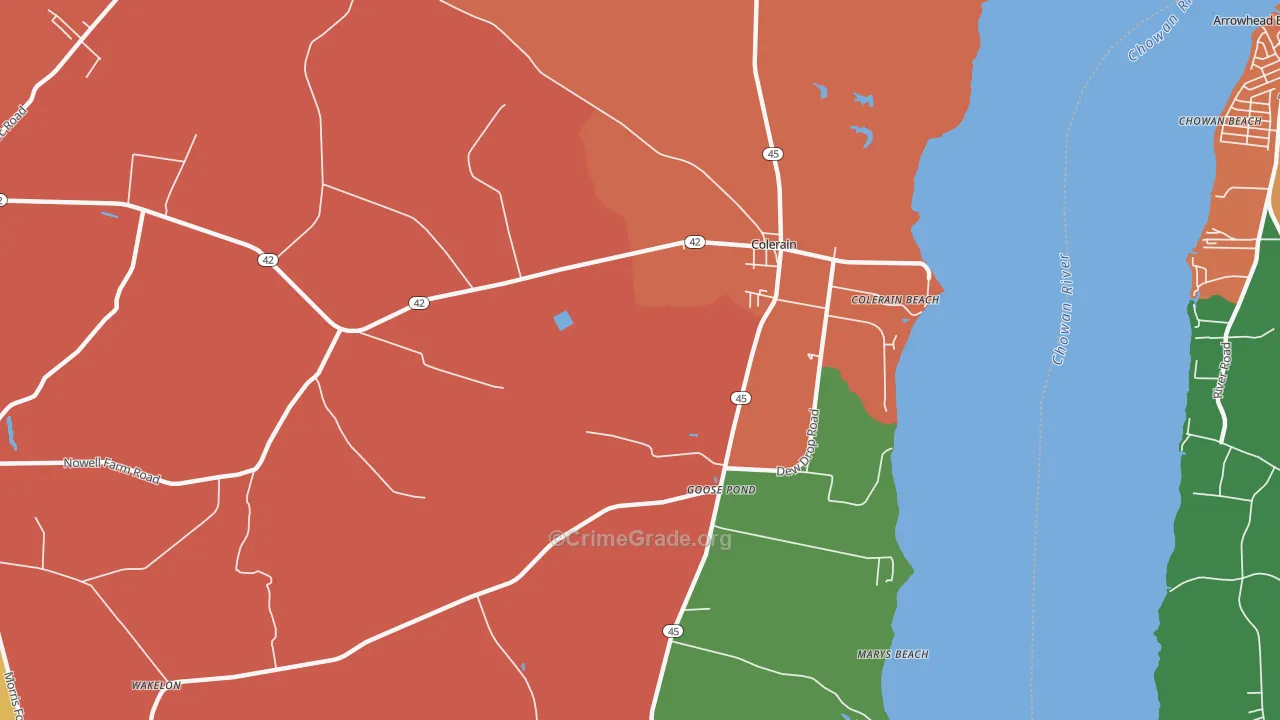 Goose Pond, NC Map of Vandalism Rates