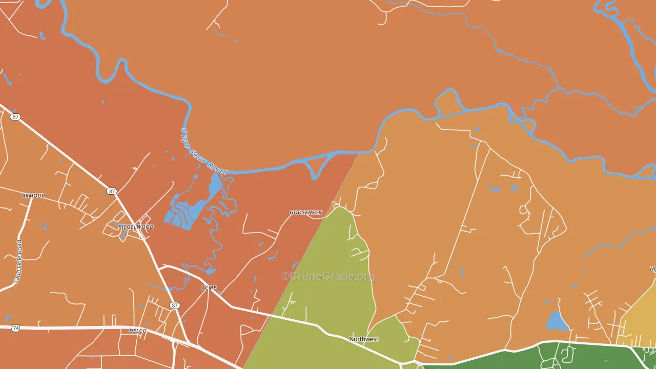Gooseneck, NC Map of Vandalism Rates