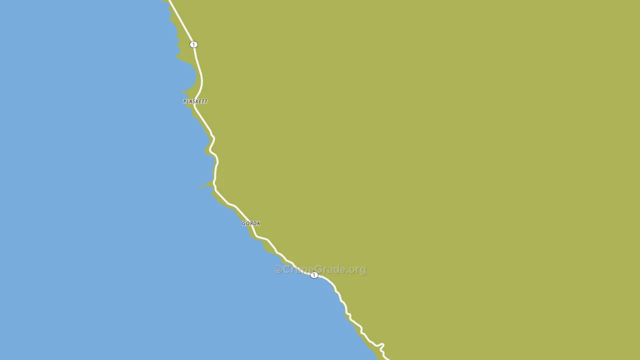 Gorda, CA Map of Vandalism Rates