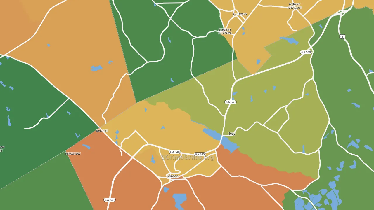 Gordon, GA Map of Vandalism Rates