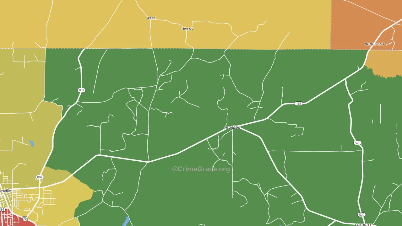 Gordon, LA Map of Vandalism Rates