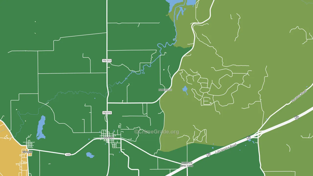 Gordon, TX Map of Vandalism Rates