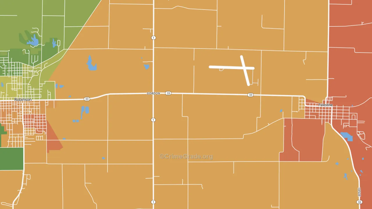 Gordons, IL Map of Vandalism Rates