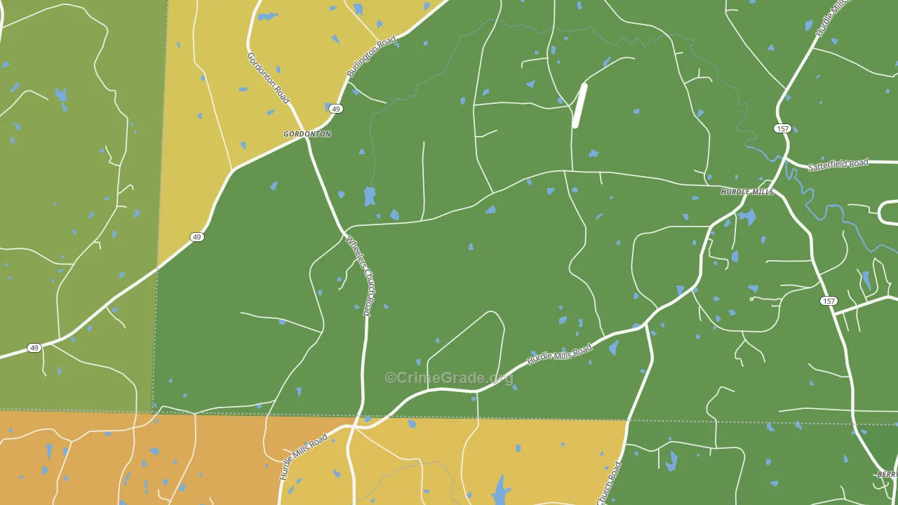Gordonton, NC Map of Vandalism Rates