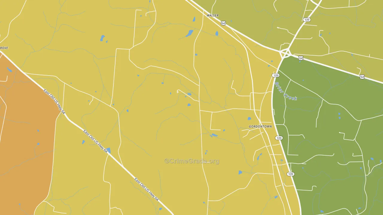 Gordontown, NC Map of Vandalism Rates