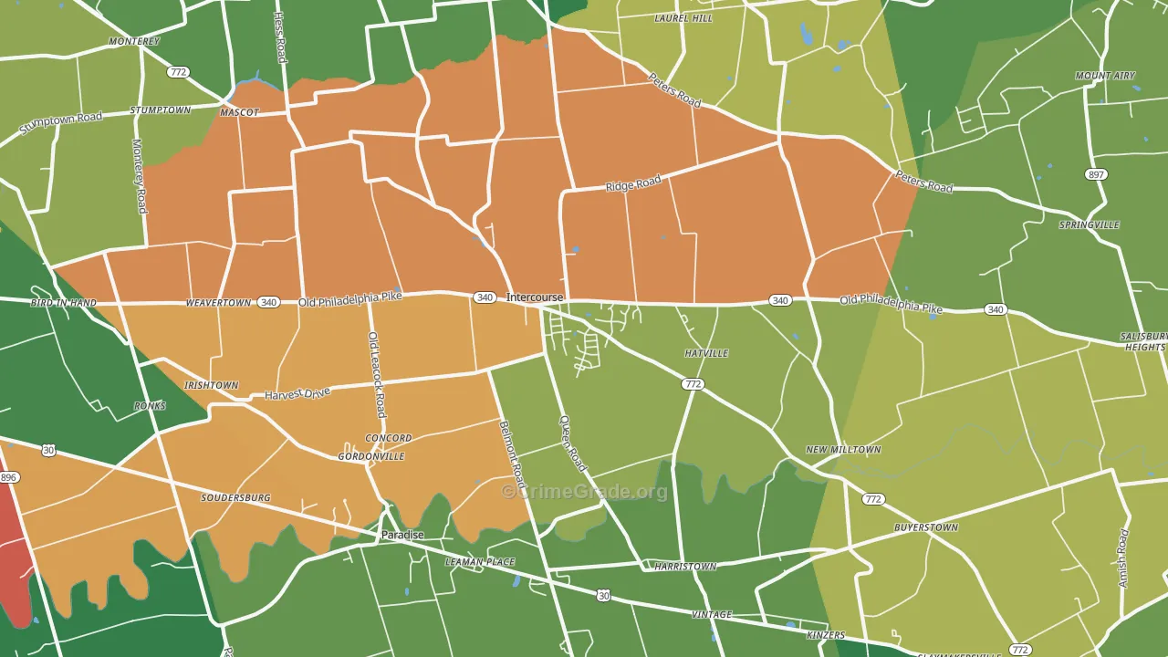 Gordonville, PA Map of Vandalism Rates